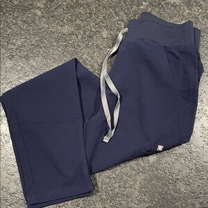 Figs Navy Blue High Waisted Straight Leg Pants